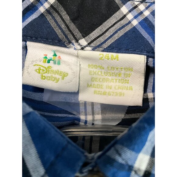 Disney Baby Mickey Mouse Plaid‎ Button-Up Shirt 24M Cotton - Picture 2 of 6